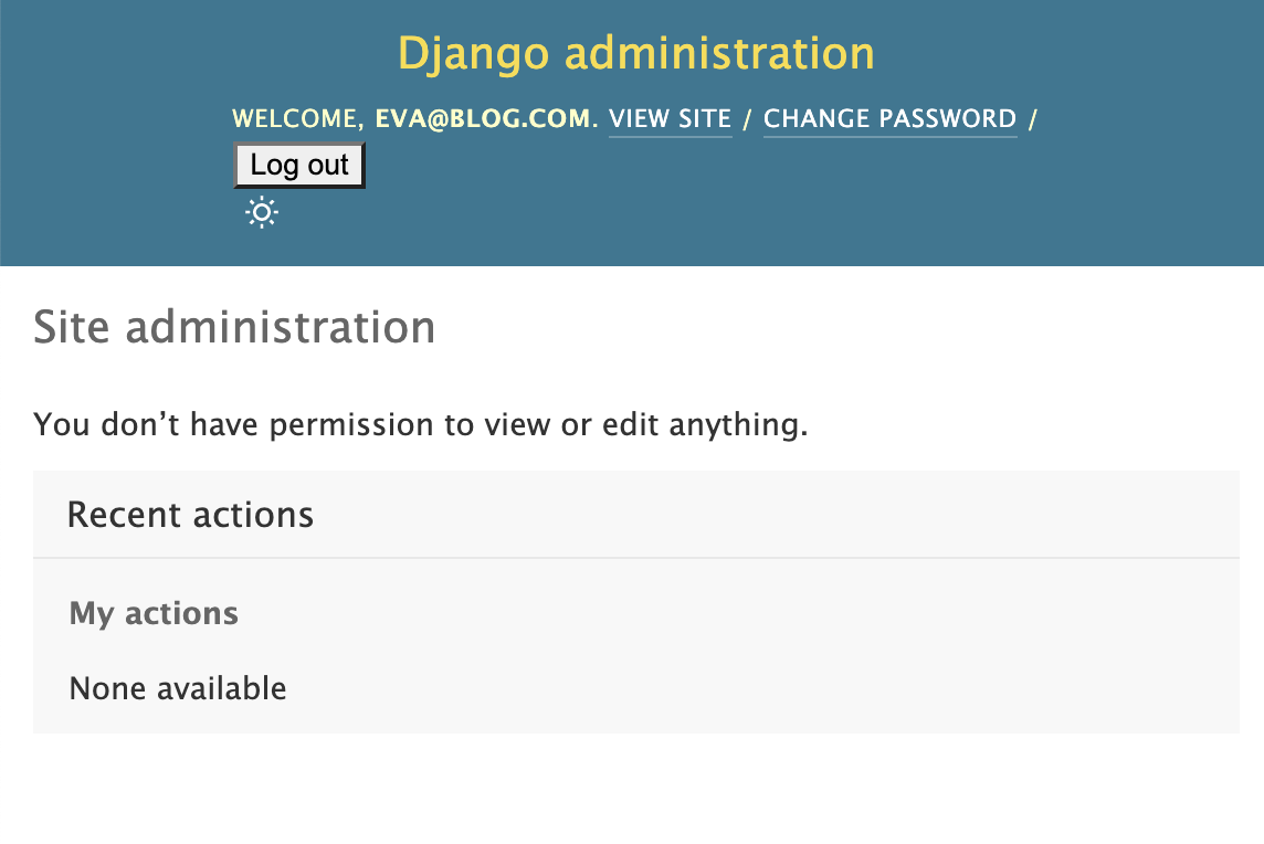 Admin panel logged in as superuser