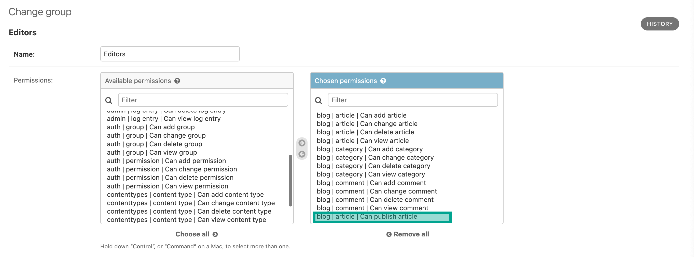 Adding the publish_article permission to Editors group