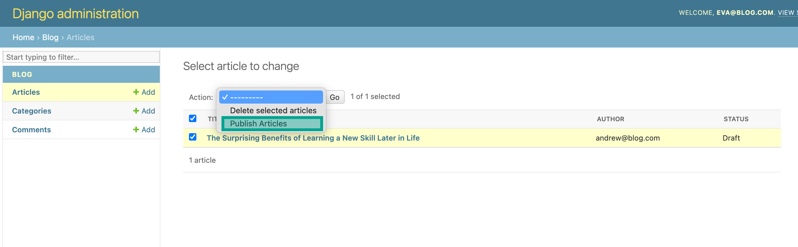 Editors can now publish articles