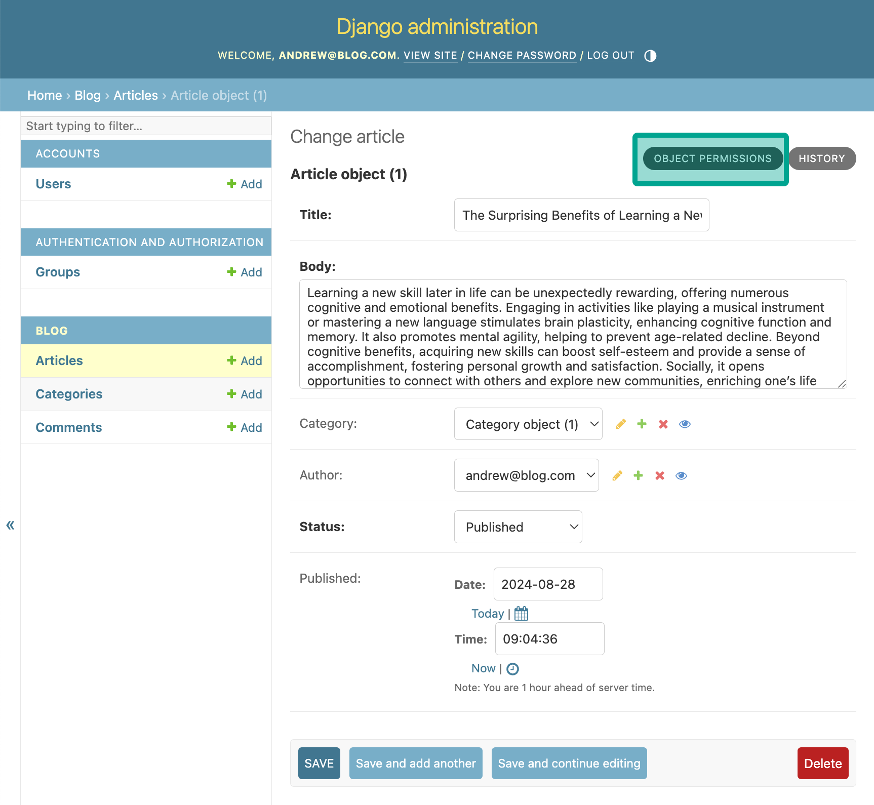Where to find object permission location